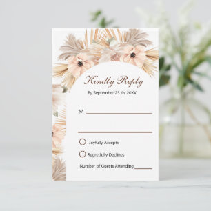 Moderne Halb-Bogen-Hochzeit mit Pampasgras RSVP Karte