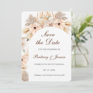 Moderne halbe Trockenbogen-Pampas Boho Natur Save The Date