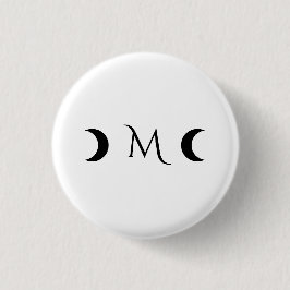 Moderne Halbmonde Schwarz-Weiß-Monogramm Button