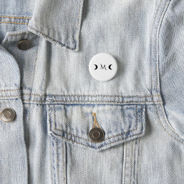 Moderne Halbmonde Schwarz-Weiß-Monogramm Button