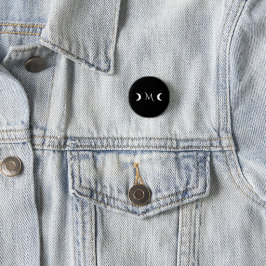 Moderne Halbmonde Schwarz-Weiß-Monogramm Button