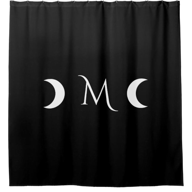 Moderne Halbmonde Schwarz-Weiß-Monogramm Duschvorhang (Vorderseite)