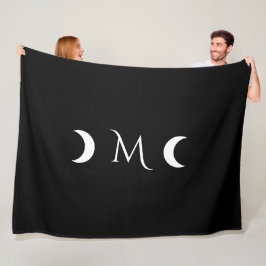Moderne Halbmonde Schwarz-Weiß-Monogramm Fleecedecke
