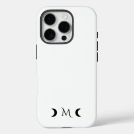 Moderne Halbmonde Schwarz-Weiß-Monogramm iPhone 16 Pro Hülle