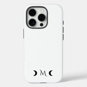 Moderne Halbmonde Schwarz-Weiß-Monogramm iPhone 16 Pro Hülle