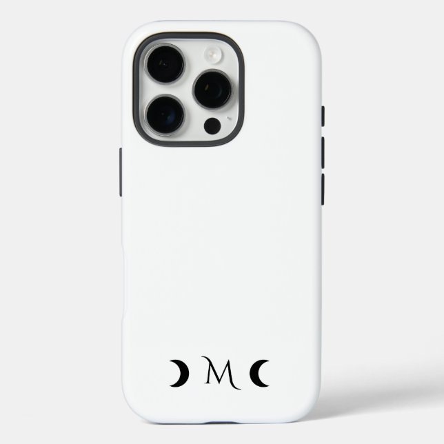 Moderne Halbmonde Schwarz-Weiß-Monogramm iPhone 16 Pro Hülle (Rückseite)