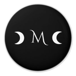 Moderne Halbmonde Schwarz-Weiß-Monogramm Keramikknauf