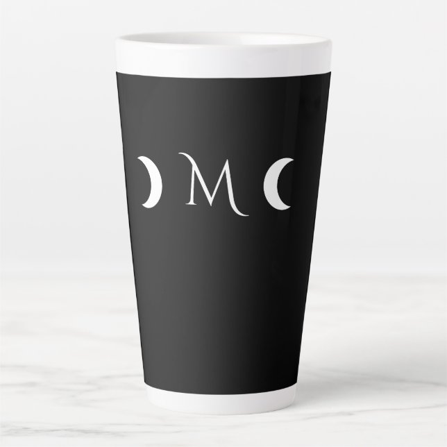 Moderne Halbmonde Schwarz-Weiß-Monogramm Milchtasse (Vorderseite)
