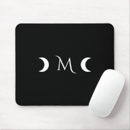 Moderne Halbmonde Schwarz-Weiß-Monogramm Mousepad