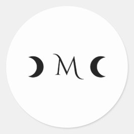 Moderne Halbmonde Schwarz-Weiß-Monogramm Runder Aufkleber