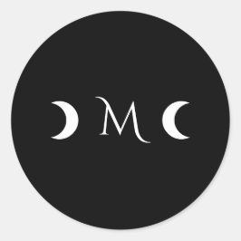 Moderne Halbmonde Schwarz-Weiß-Monogramm Runder Aufkleber