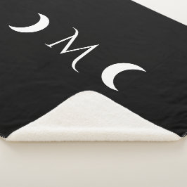 Moderne Halbmonde Schwarz-Weiß-Monogramm Sherpadecke