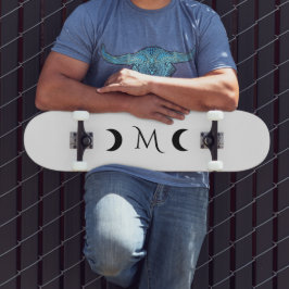 Moderne Halbmonde Schwarz-Weiß-Monogramm Skateboard