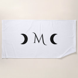 Moderne Halbmonde Schwarz-Weiß-Monogramm Strandtuch