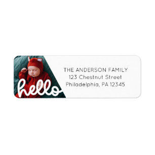 Moderne Hallo Geburtserklärung mit Foto Return