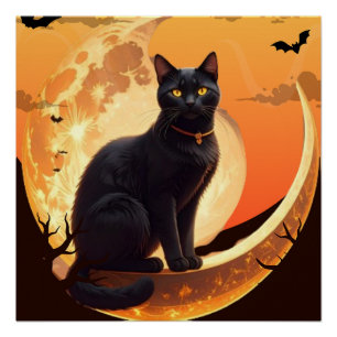 Moderne Halloween Black Cat Poster