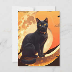 Moderne Halloween Black Cat Postkarte