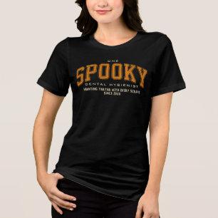 Moderne Halloween Gruselige Zahnreinigerin Custom Tri-Blend Shirt