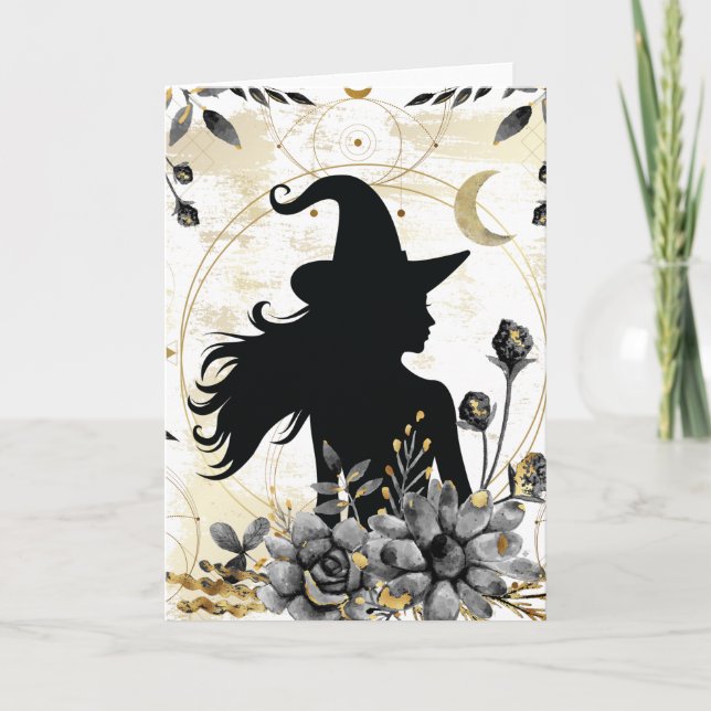 Moderne Halloween Hexe 3 Karte (Vorderseite)