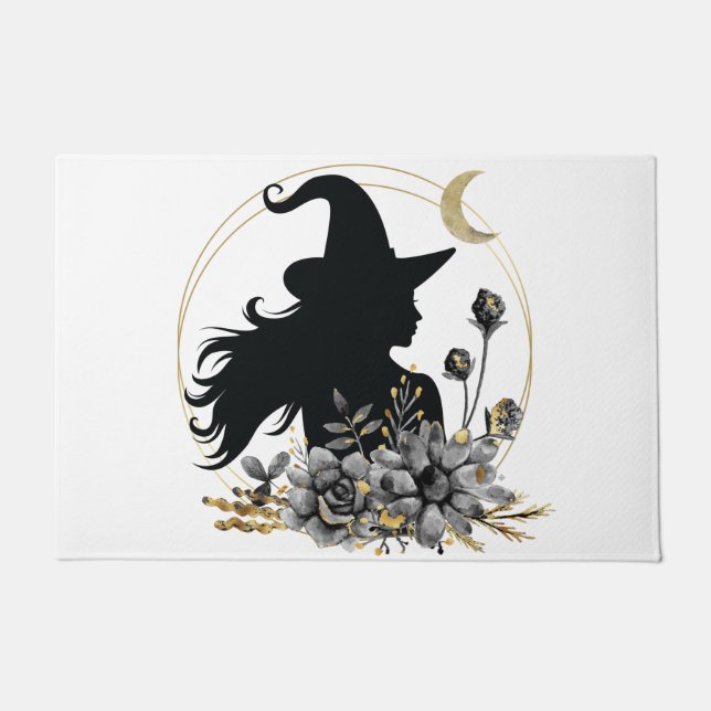 Moderne Halloween Hexe Fußmatte (Vorderseite)