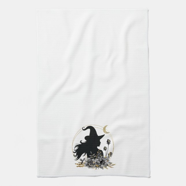 Moderne Halloween Hexe Geschirrtuch (Vertikal)