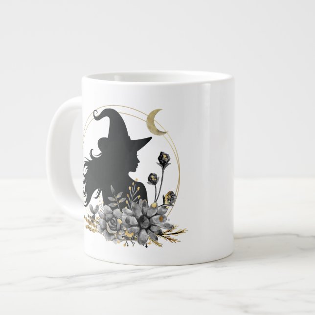 Moderne Halloween Hexe Jumbo-Tasse (Vorderseite Links)