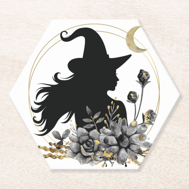 Moderne Halloween Hexe Untersetzer (Vorderseite)