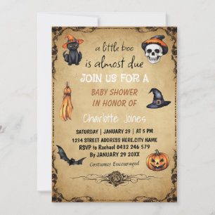 Moderne Halloween Little Boo Baby Dusche Einladung