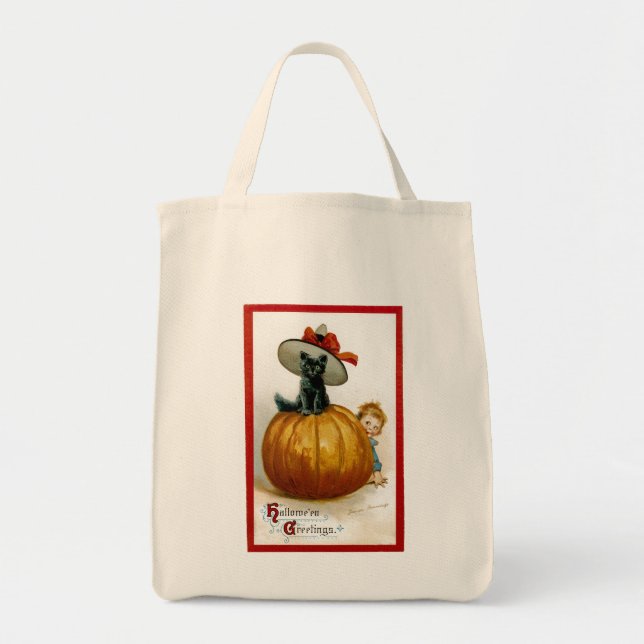 Moderne Halloween-Miezekatze Tragetasche (Vorne)
