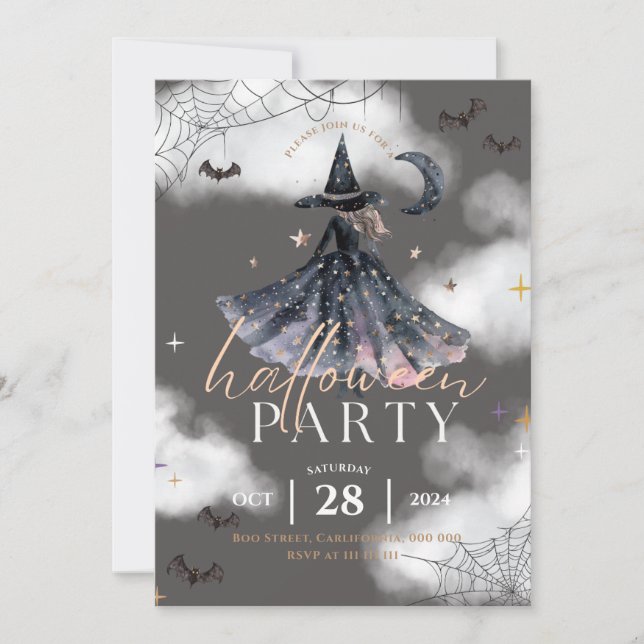 Moderne Halloween-Party Einladung für Teenager (Vorderseite)