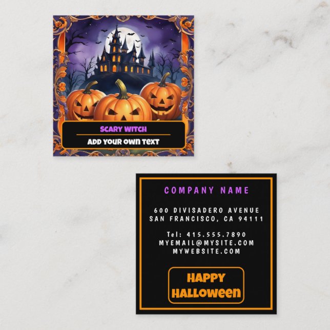 Moderne Halloween Pumpkin Herbst Kollektion Quadratische Visitenkarte (Vorne/Hinten)