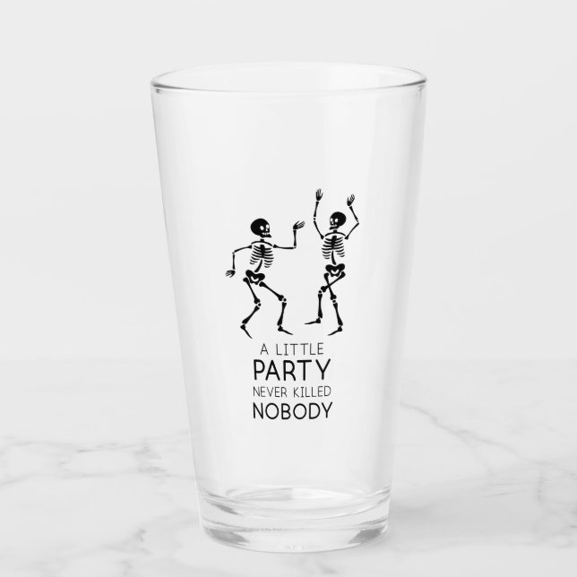 Moderne Halloween-Skelette Glas (Vorderseite)