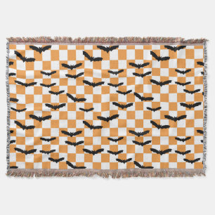 Moderne Halloween Spookobas Orange Checkerboard Decke