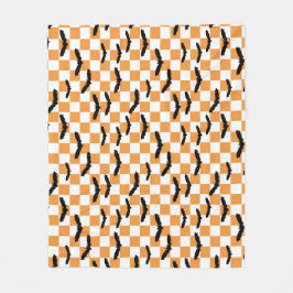 Moderne Halloween Spookobas Orange Checkerboard Fleecedecke