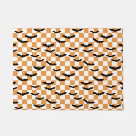 Moderne Halloween Spookobas Orange Checkerboard Fußmatte