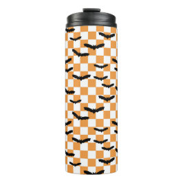 Moderne Halloween Spookobas Orange Checkerboard Thermosbecher