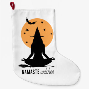 Moderne Halloween-Yoga-Hexe Großer Weihnachtsstrumpf