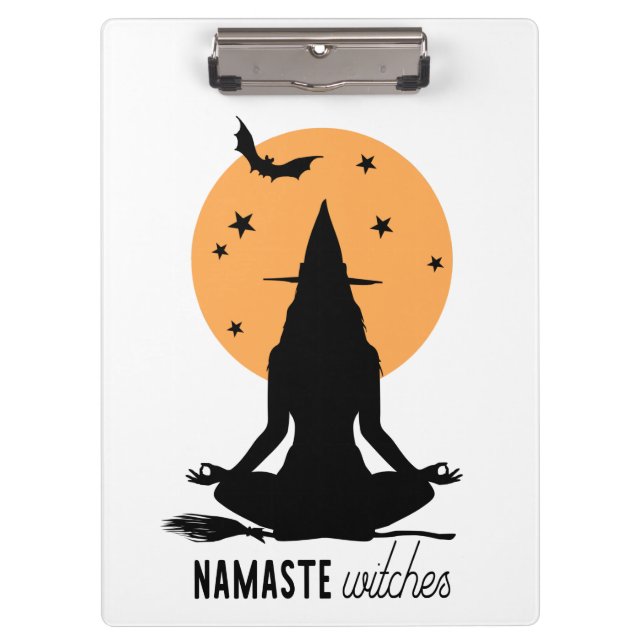 Moderne Halloween-Yoga-Hexe Klemmbrett (Vorderseite)