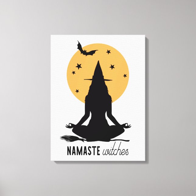 Moderne Halloween-Yoga-Hexe Leinwanddruck (Vorderseite)