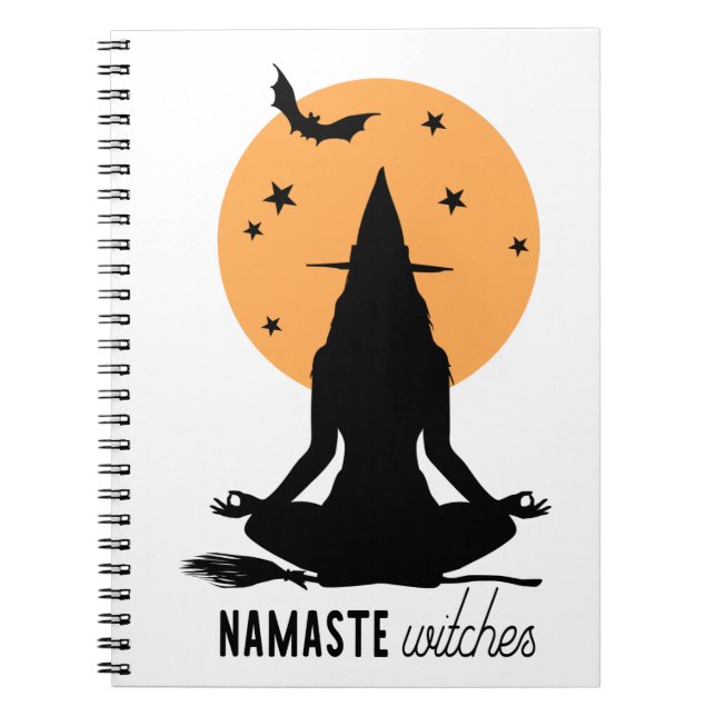 Moderne Halloween-Yoga-Hexe Notizblock (Vorderseite)