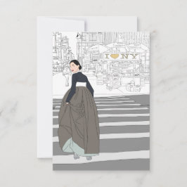 Moderne Hanbok-Frau Grußkarte Dankeskarte
