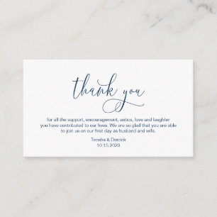 Moderne Hand Navy Blue Tinte Skript Hochzeit Viele Begleitkarte