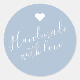 Moderne Handarbeit mit Liebe-Drehbuch Pastellblau Runder Aufkleber