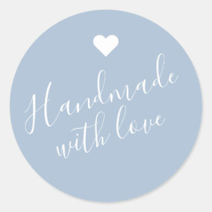 Moderne Handarbeit mit Liebe-Drehbuch Pastellblau Runder Aufkleber