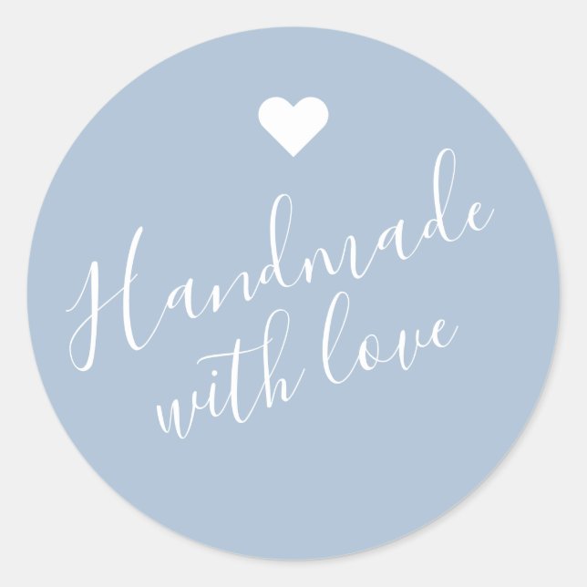 Moderne Handarbeit mit Liebe-Drehbuch Pastellblau Runder Aufkleber (Vorderseite)