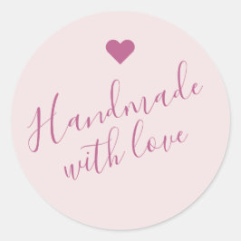 Moderne Handarbeit mit Liebe-Drehbuch Rosa Herz Runder Aufkleber