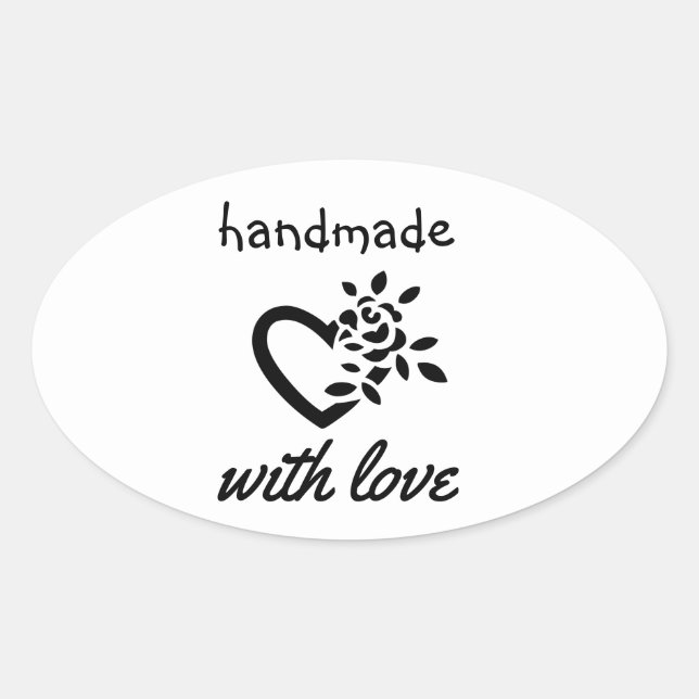 Moderne Handarbeit mit Liebe Ovaler Aufkleber (Vorderseite)