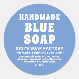 Moderne, handgefertigte Cornflower Blue Soap Runder Aufkleber
