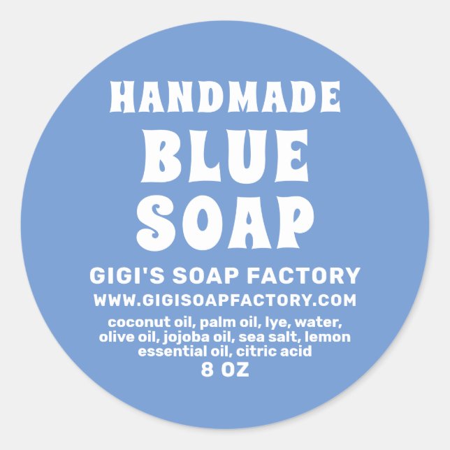 Moderne, handgefertigte Cornflower Blue Soap Runder Aufkleber (Vorderseite)