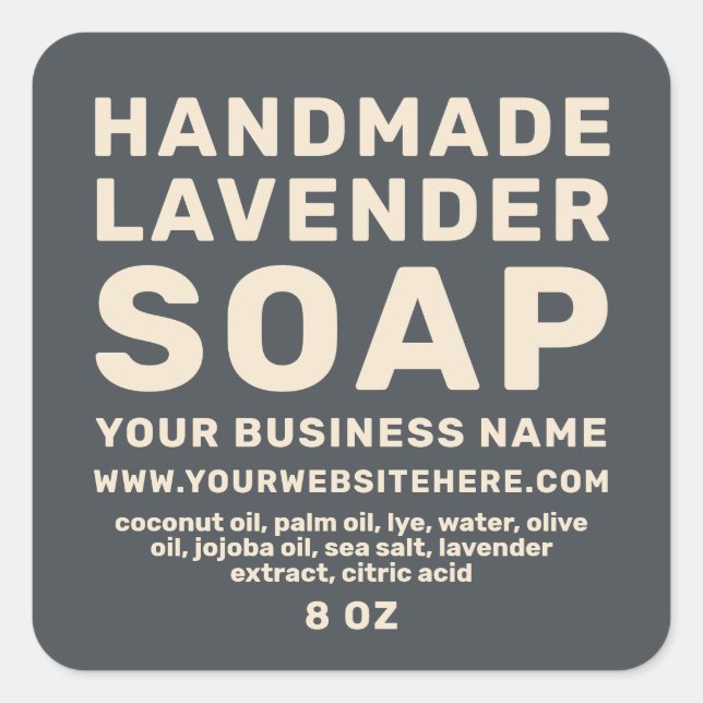 Moderne handgefertigte Lavendel Soap Black Ivory Quadratischer Aufkleber (Vorderseite)